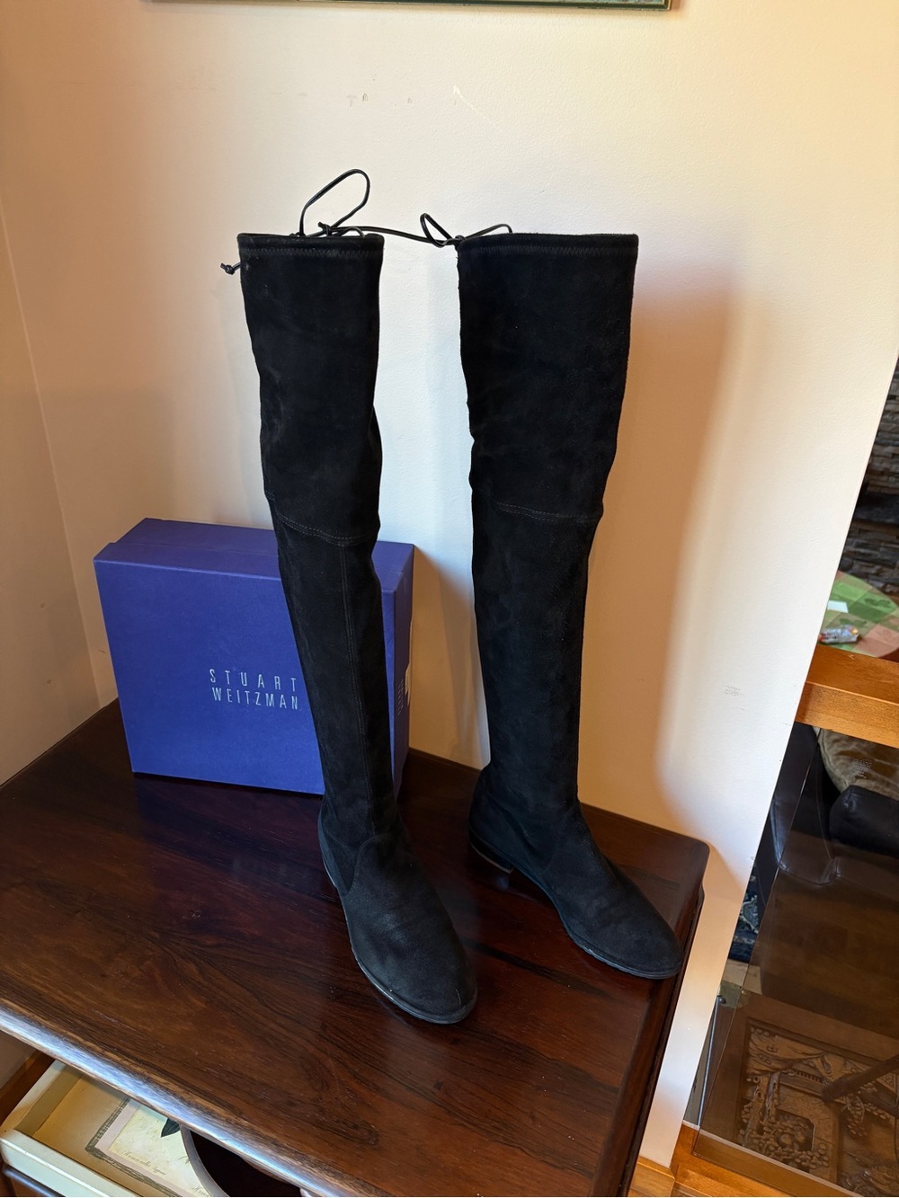Stuart Weitzman Black Suede Over-the-Knee Boots